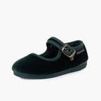 Pisamonas green velvet Mary Jane - Mi Nina Kids