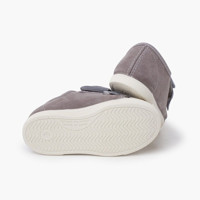 Pisamonas grey velvet bow trainers - Mi Nina Kids
