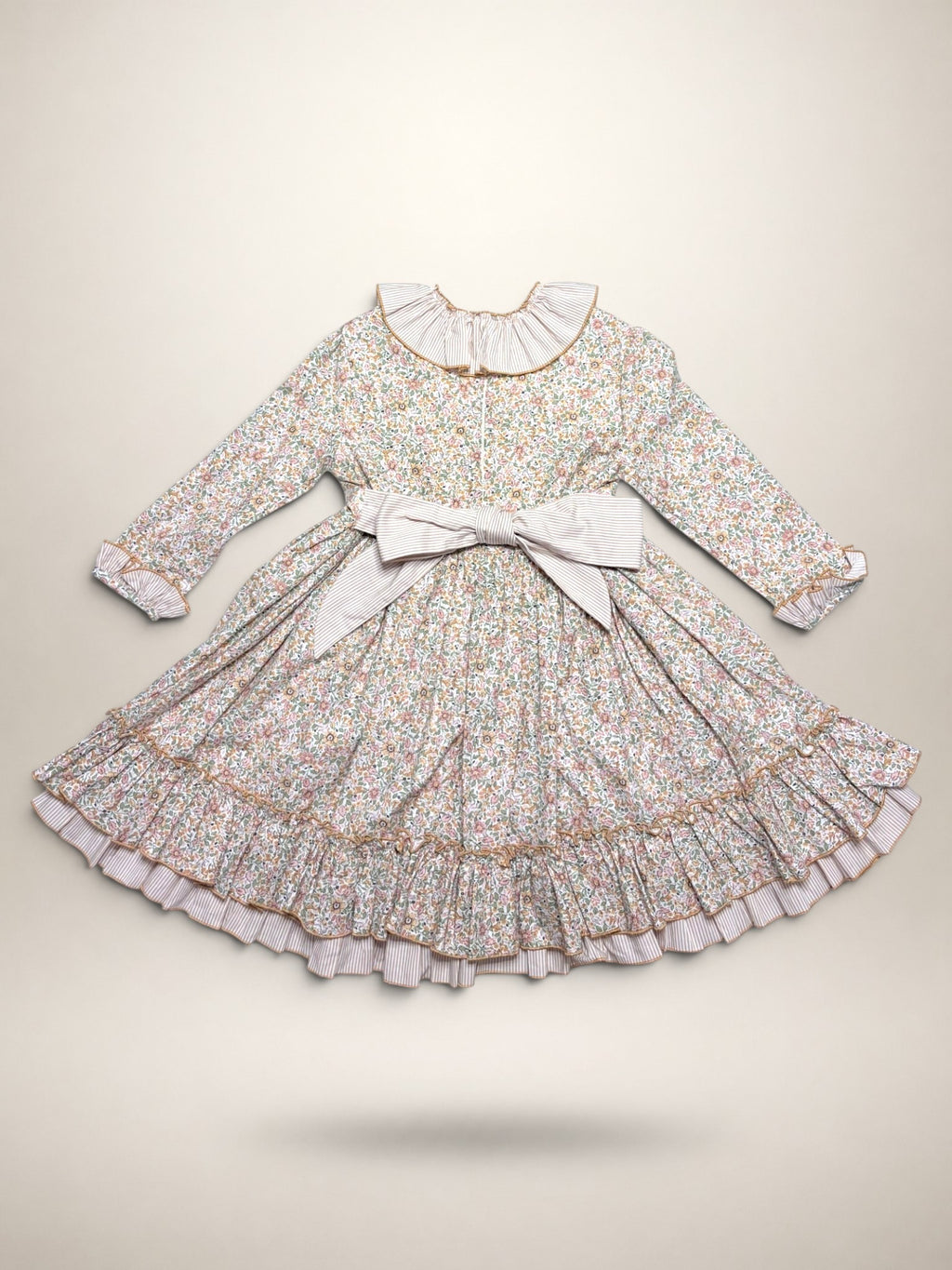Alba Camel Dress - 3 Ruffles In 2 Fabrics