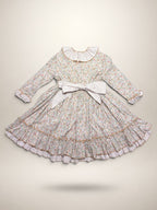 Alba Camel Dress - 3 Ruffles In 2 Fabrics - Mi Nina Kids