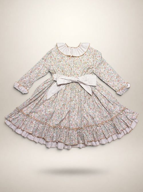 Alba Camel Dress - 3 Ruffles In 2 Fabrics