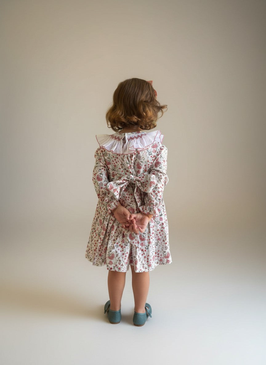 Claudia White Smocked Dress With Floral Print