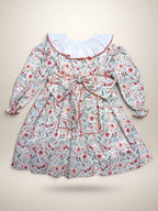Clara Orange Dress With Floral Print - Mi Nina Kids