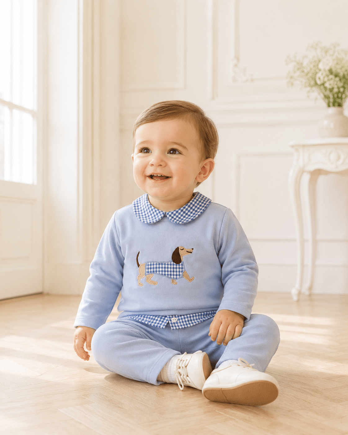 Baby Blue Embroidered Set - Mi Nina Kids