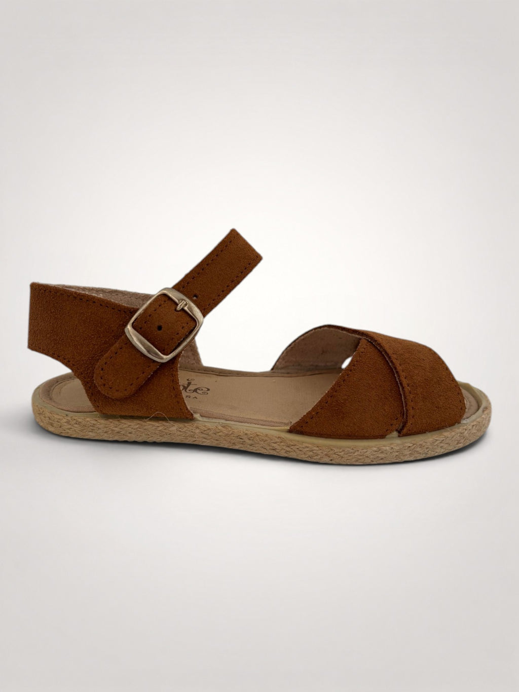 Natural Leather Cross-Strap Sandals Nubuck