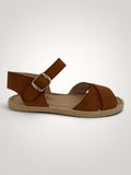 Natural Leather Cross-Strap Sandals Nubuck