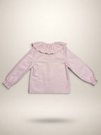 Pink Blouse With Gingham Print - Mi Nina Kids