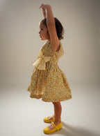 Alessandra Yellow Floral Dress With Bow - Mi Nina Kids