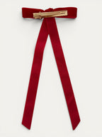 Long Fine Velvet Ribbon Bow - Mi Nina Kids