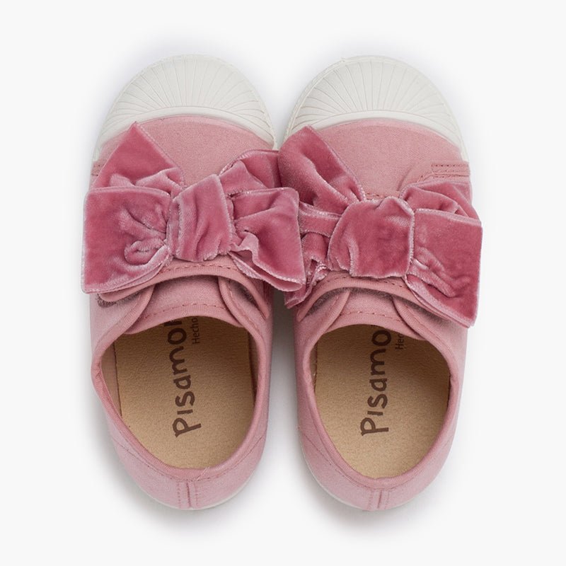 Pisamonas pink velvet bow trainers - Mi Nina Kids