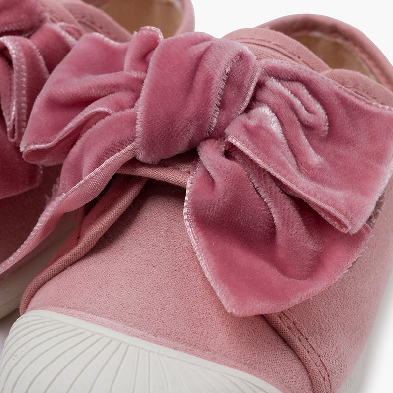Pisamonas pink velvet bow trainers - Mi Nina Kids