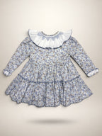 Sofia Blue Smocked Dress With Floral Print - Mi Nina Kids