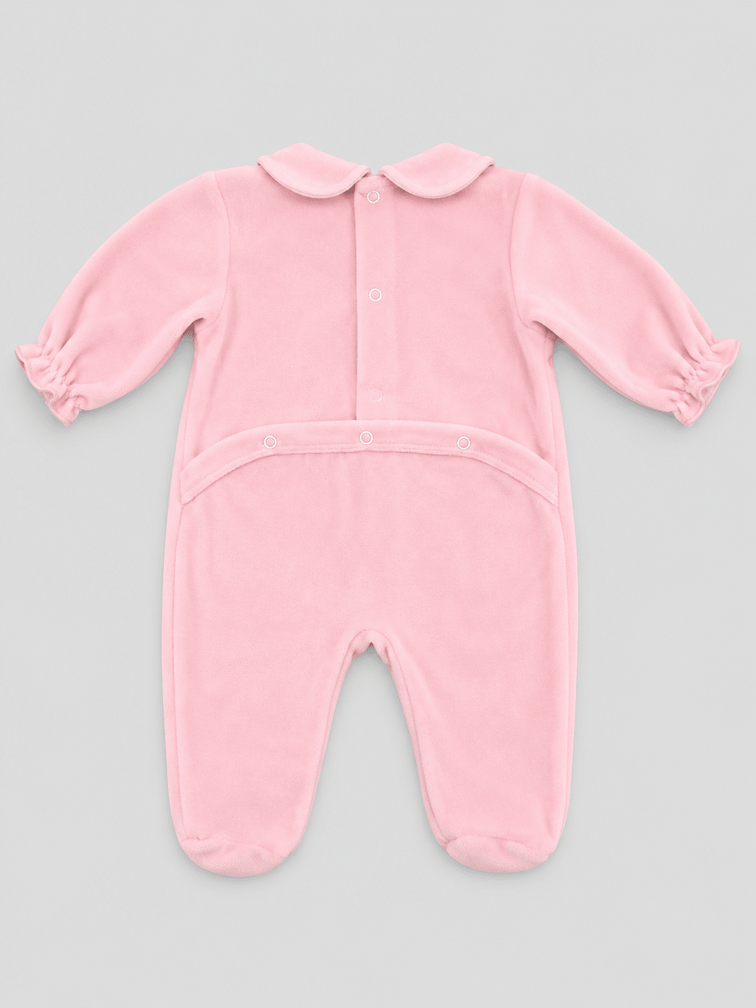 Pink Velour Onesie with Piqué Plastron - Mi Nina Kids