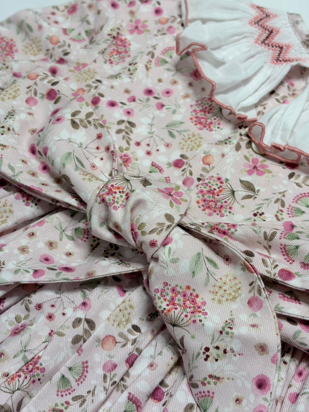 Claudia Pink Smocked Dress With Floral Print
