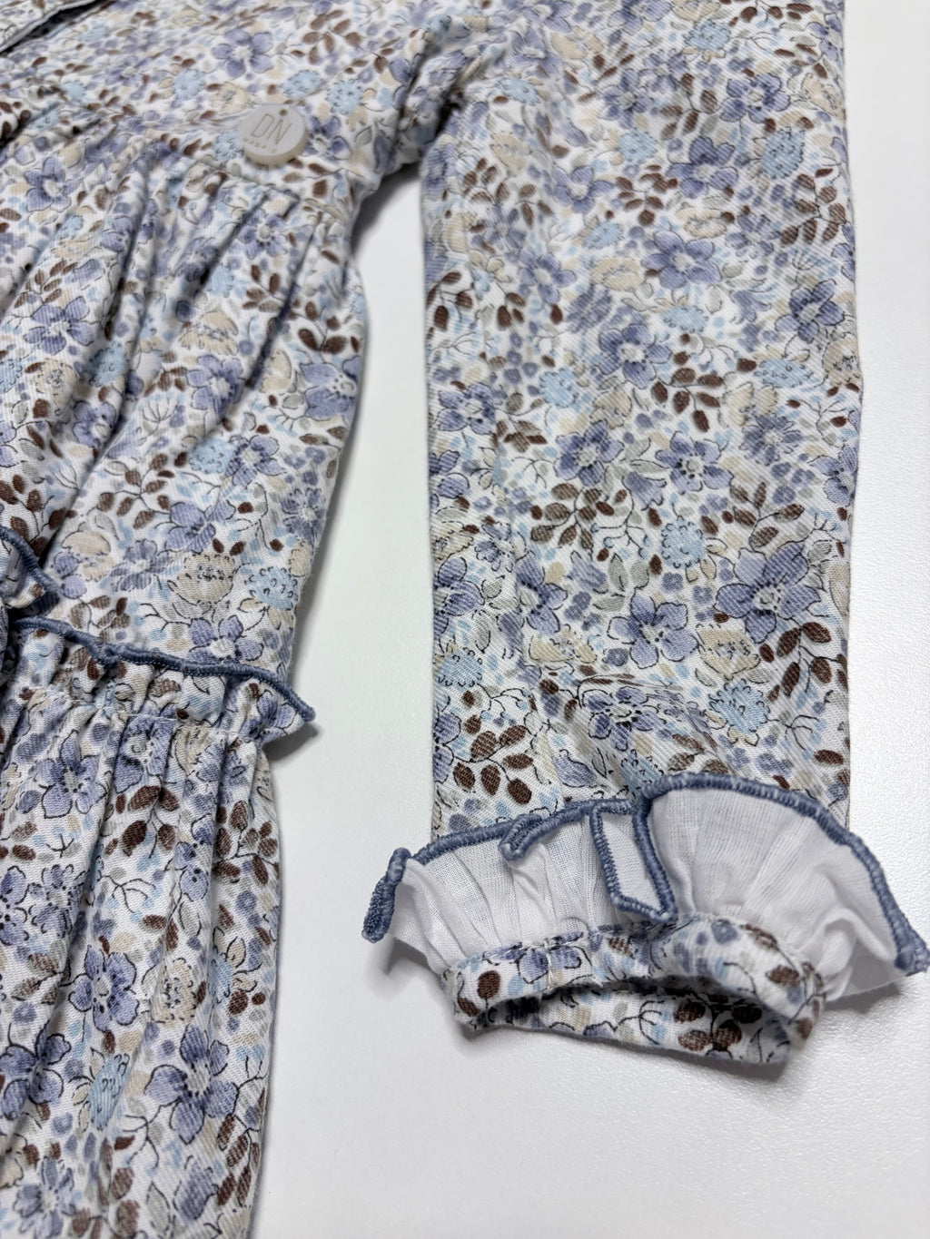 Sofia Blue Smocked Dress With Floral Print