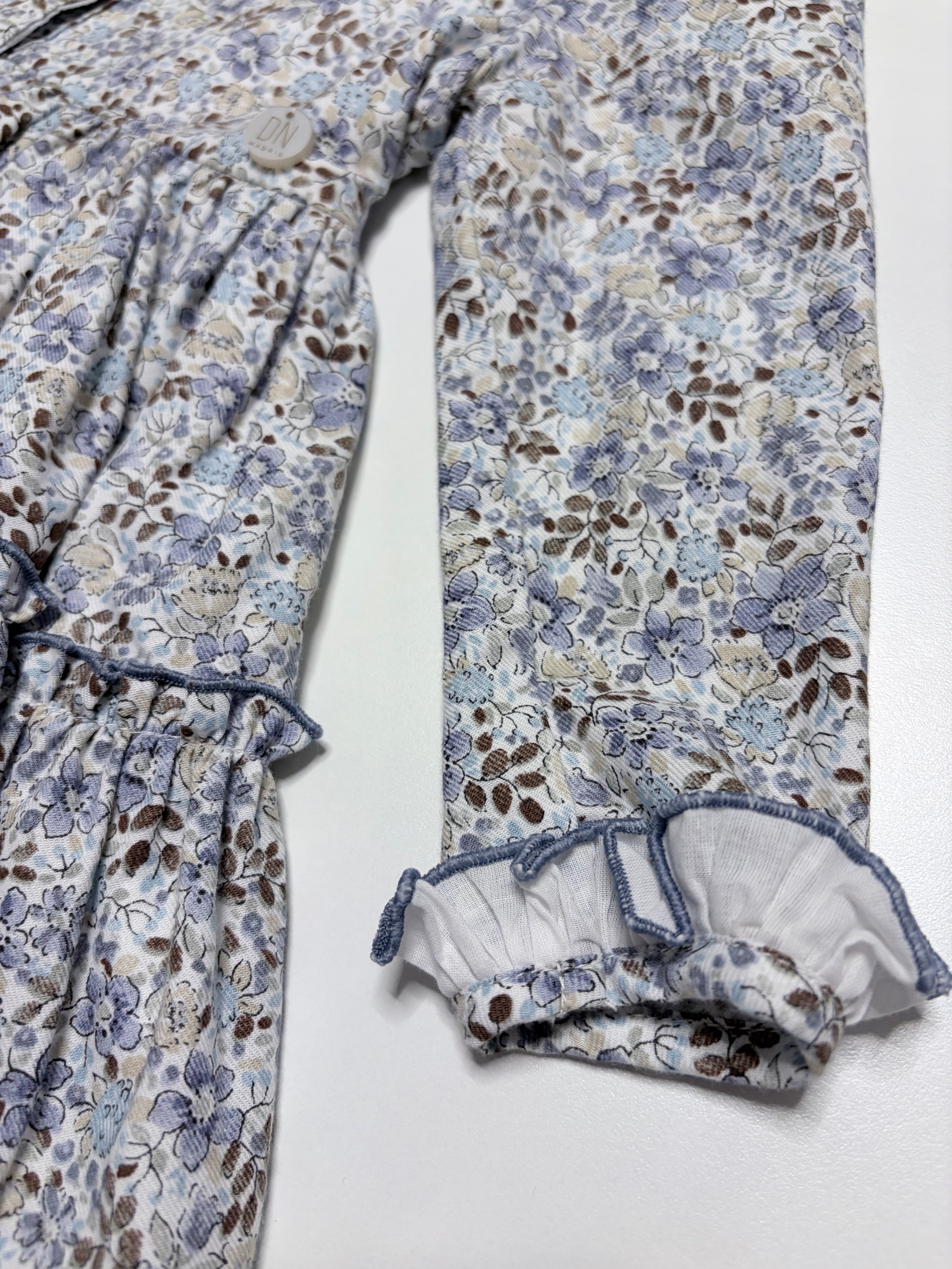 Sofia Blue Smocked Dress With Floral Print