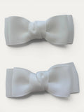 White grosgrain bow hair clip for girls