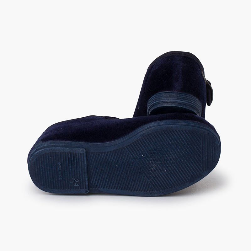 Pisamonas navy-blue velvet Mary Jane - Mi Nina Kids