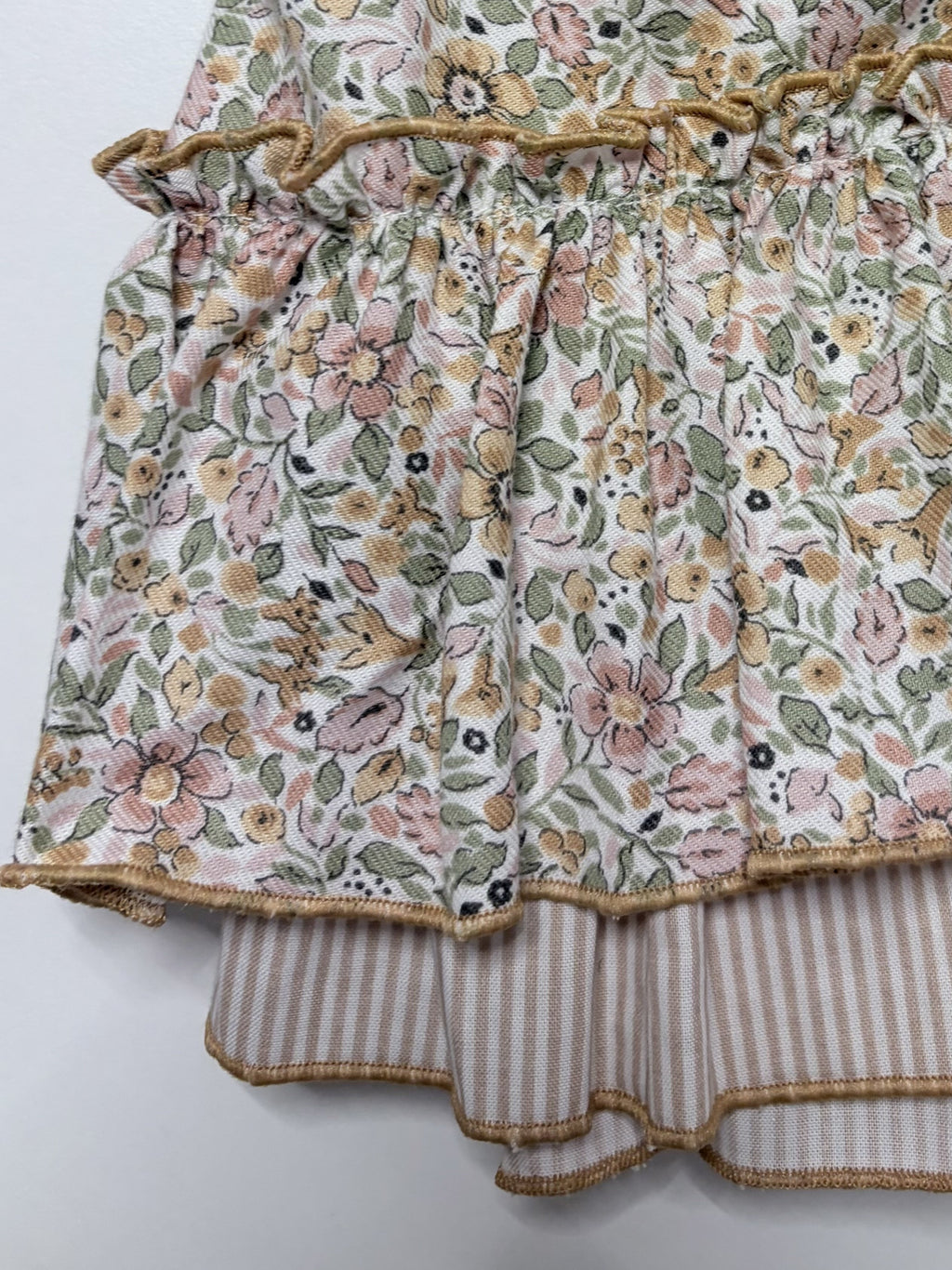 Alba Camel Dress - 3 Ruffles In 2 Fabrics