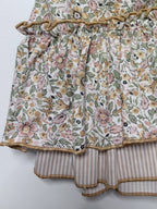 Alba Camel Dress - 3 Ruffles In 2 Fabrics - Mi Nina Kids