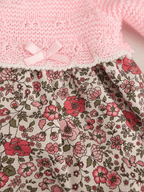 Pink Knit Baby Dress with Floral Skirt - Mi Nina Kids