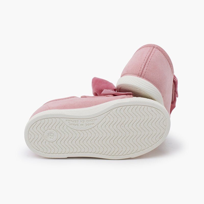 Pisamonas pink velvet bow trainers - Mi Nina Kids