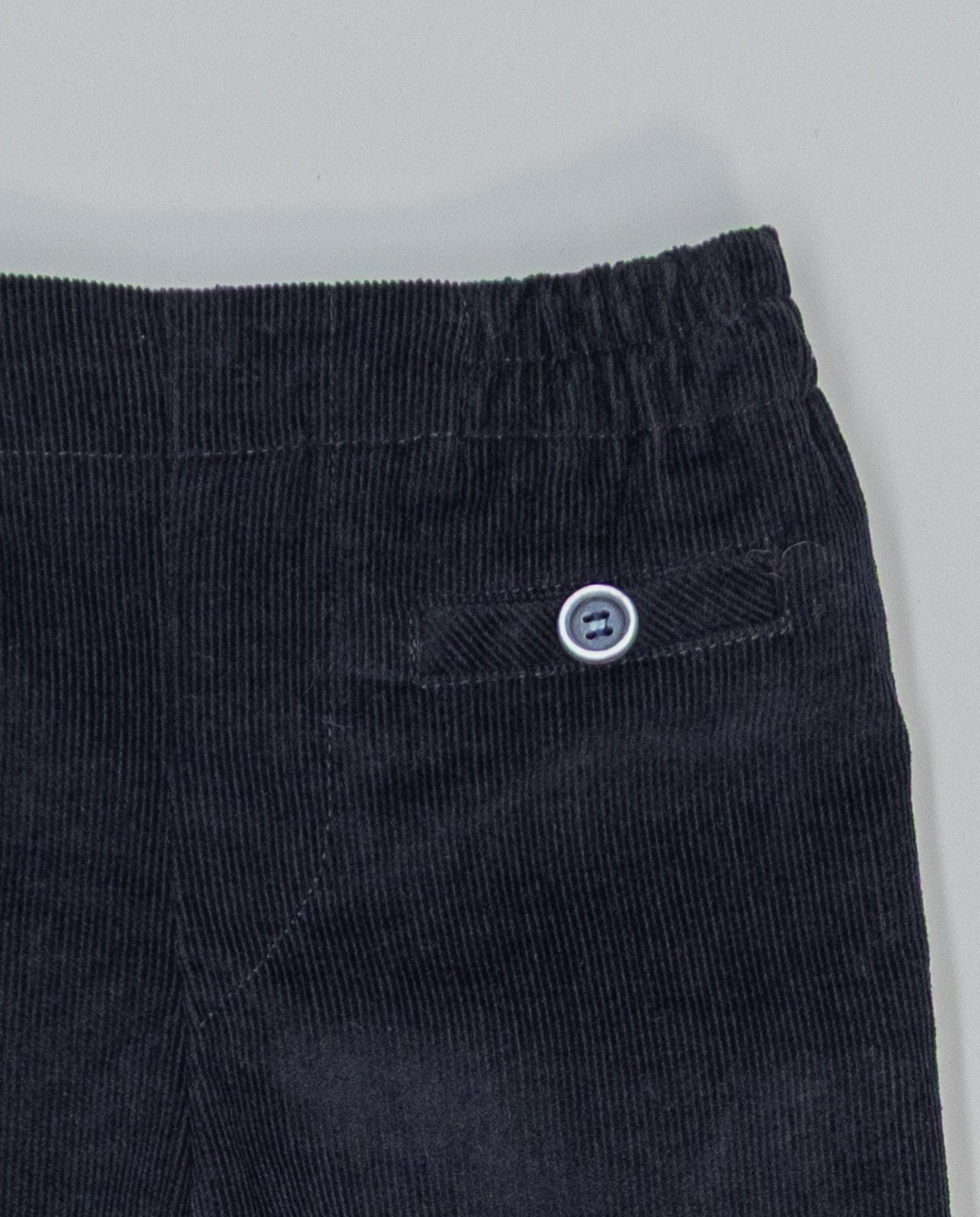Navy corduroy boys trousers with welt pockets