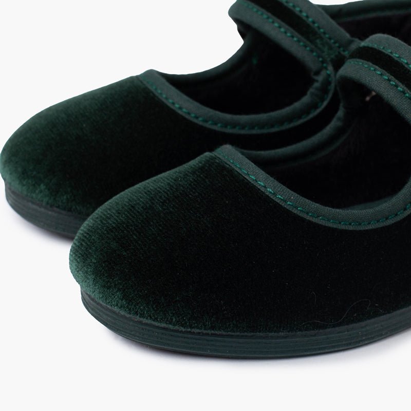Pisamonas green velvet Mary Jane - Mi Nina Kids