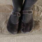 Pisamonas grey velvet barefoot Mary Janes - Mi Nina Kids