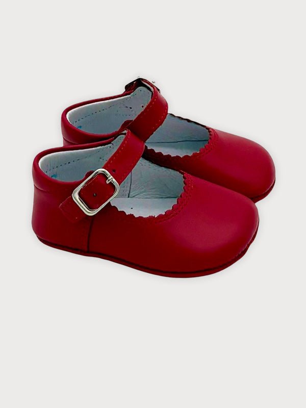 Red Leather Baby Shoes with Buckle Strap - Mi Nina Kids