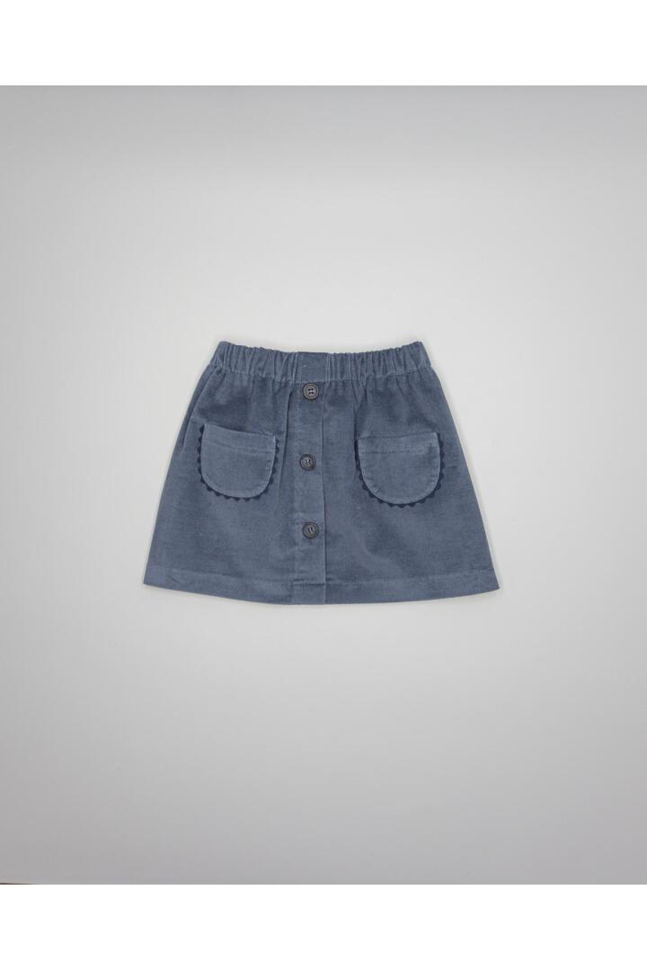 Girl blue corduroy skirt with pockets and buttons