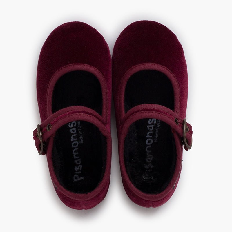 Pisamonas burgundy velvet Mary Jane - Mi Nina Kids