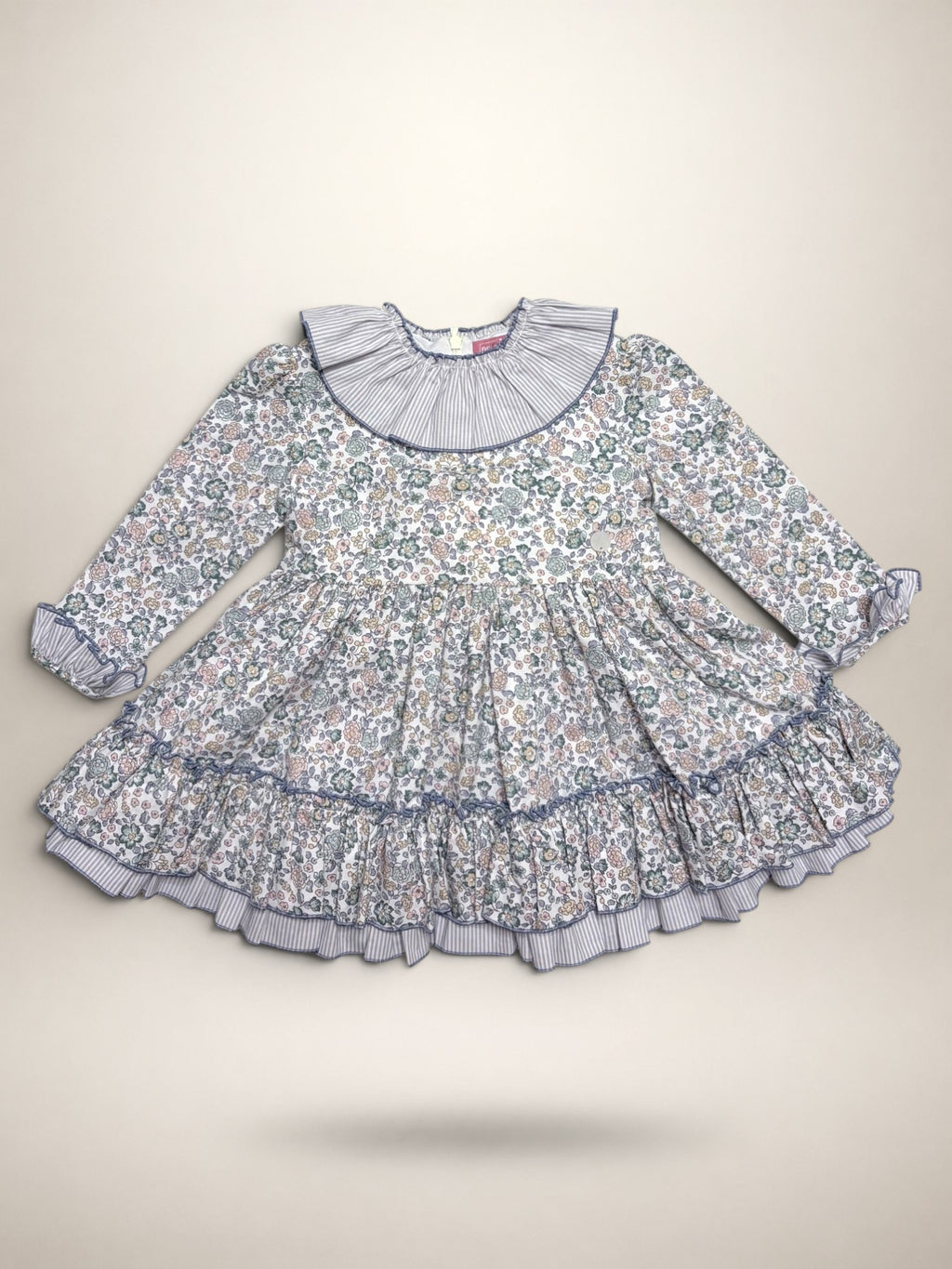 Alba Green Dress - 3 Ruffles In 2 Fabrics