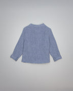 Blue boys double-layer gauze shirt with mao collar