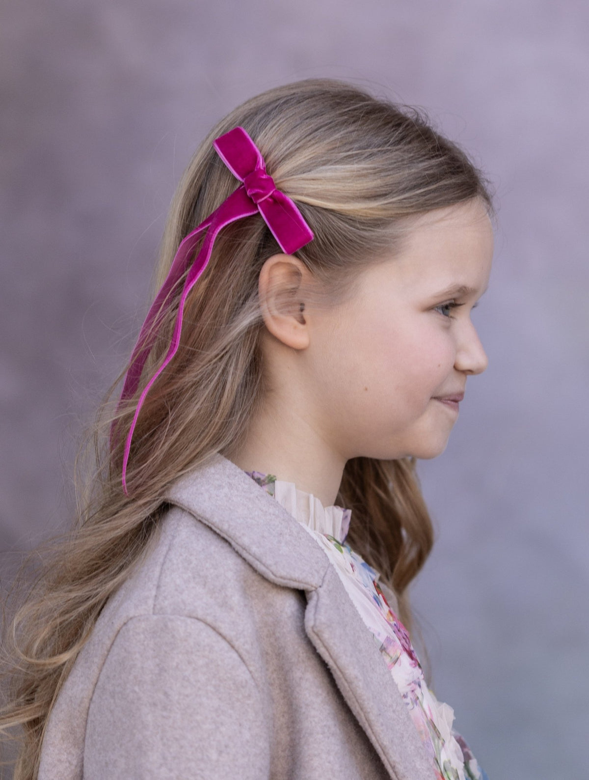 Long Fine Velvet Ribbon Bow - Mi Nina Kids