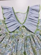 Lucia Green Dress With Green Gingham Petticoat - Mi Nina Kids