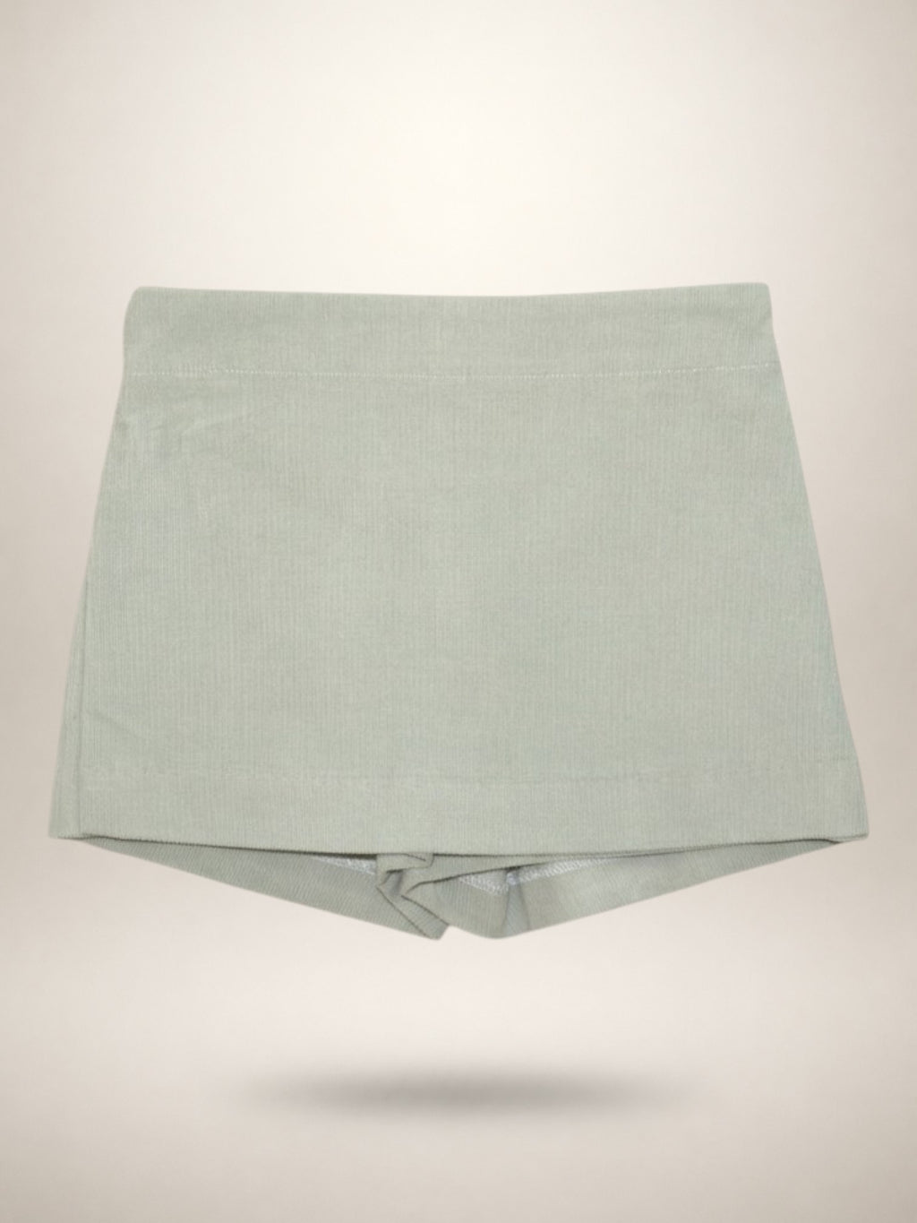 Green Fine Corduroy Skirt In Stretch Cotton