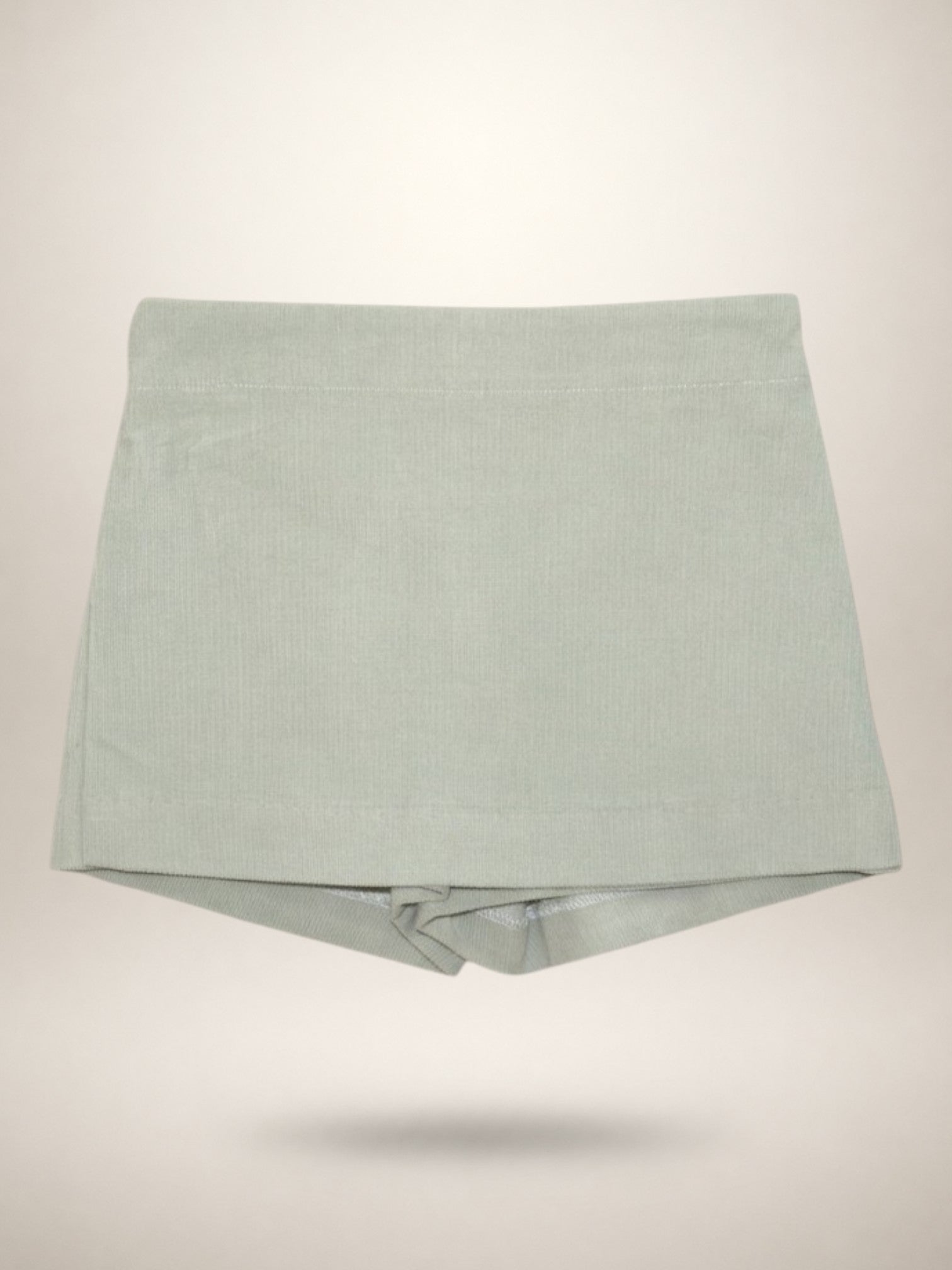 Green Fine Corduroy Skirt In Stretch Cotton