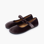 Pisamonas grey velvet barefoot Mary Janes - Mi Nina Kids