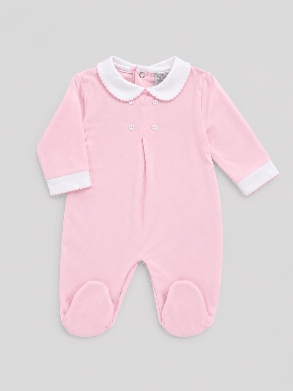 Light Pink Footed Onesie with Scalloped Collar - Mi Nina Kids