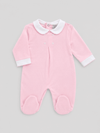 Light Pink Footed Onesie with Scalloped Collar - Mi Nina Kids