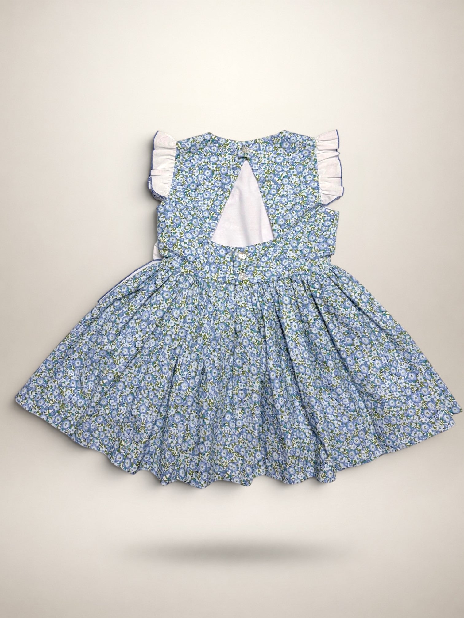 Alessandra Blue Floral Dress With Bow – Mi Nina Kids