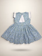 Alessandra Blue Floral Dress With Bow - Mi Nina Kids