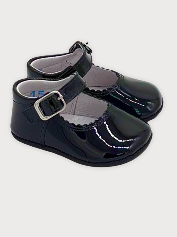 Black Patent Baby Shoes with Buckle Strap - Mi Nina Kids