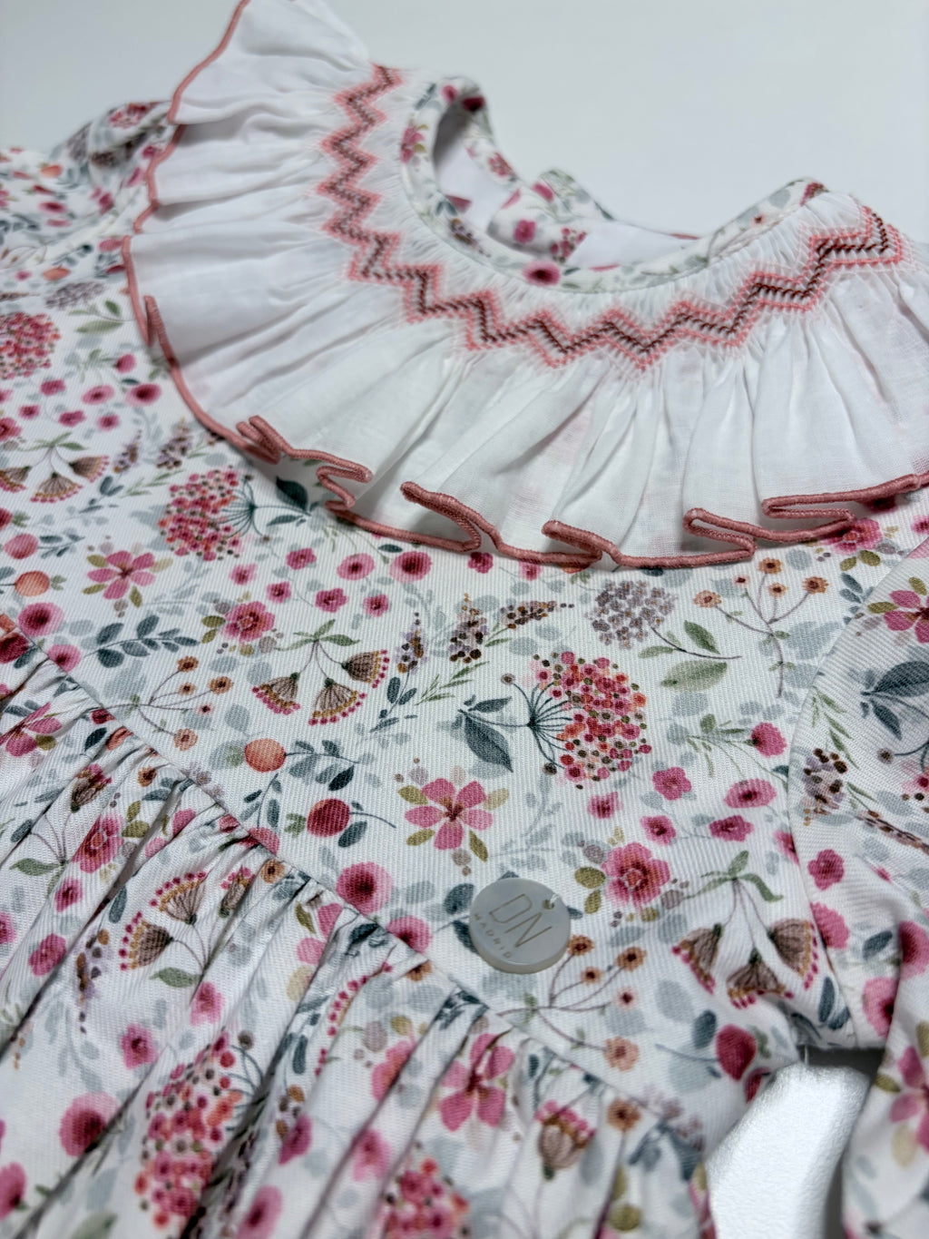 Claudia White Smocked Dress With Floral Print