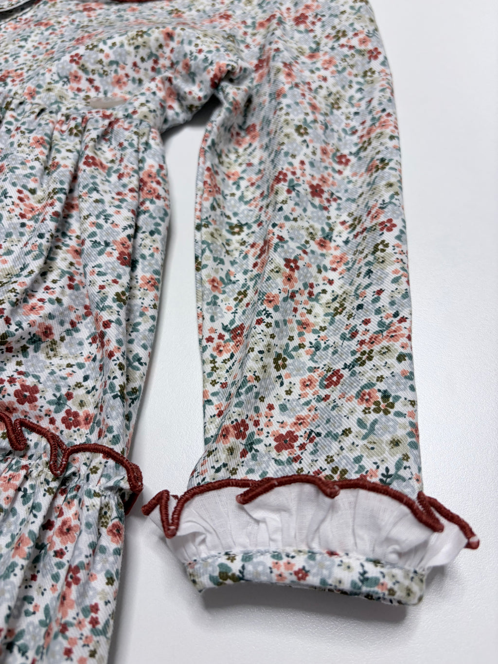 Sofia Terracotta Smocked Dress With Floral Print