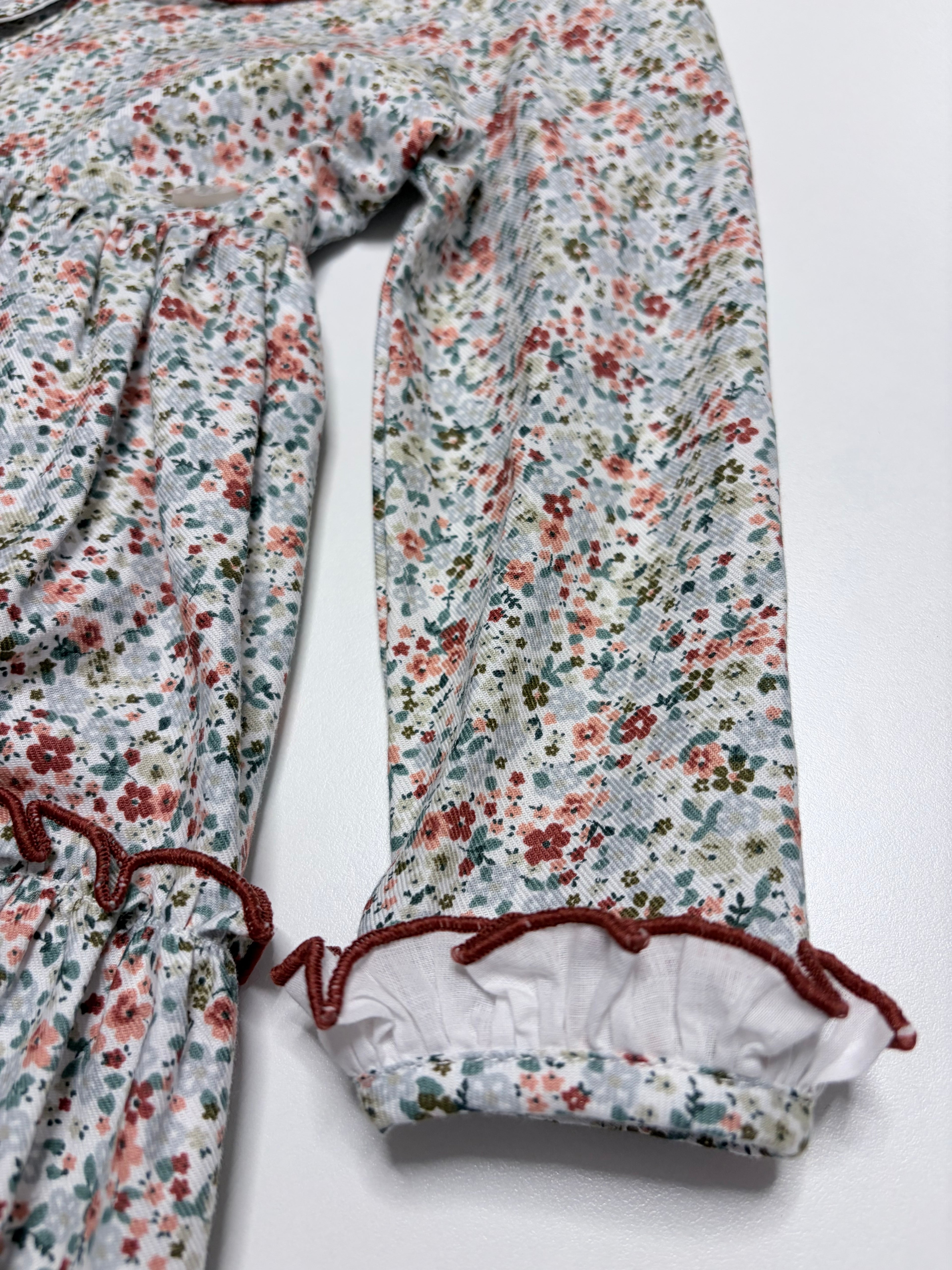 Sofia Terracotta Smocked Dress With Floral Print