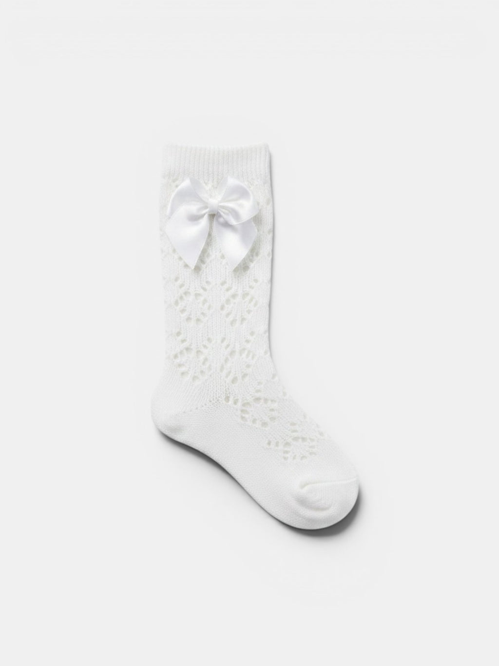Refined Openwork Perle Knee-High Socks With Delicate Upper Bow