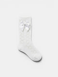 Refined Openwork Perle Knee-High Socks With Delicate Upper Bow