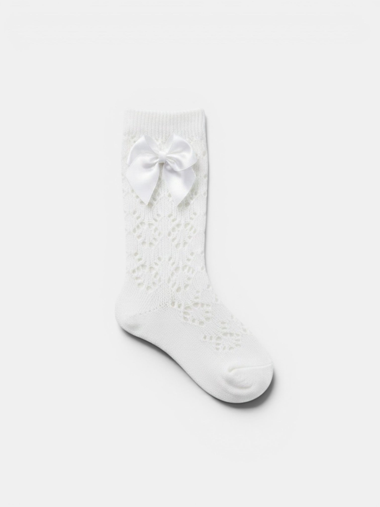 Refined Openwork Perle Knee-High Socks With Delicate Upper Bow